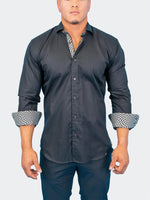 Tonal Check Long Sleeve Shirt - Black