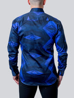 Bold Abstract Diamond Print Shirt - Blue