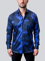 Bold Abstract Diamond Print Shirt - Blue