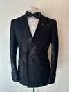 Sequined Double Breast Peak Suit - Black