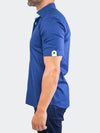 Tonal Square Textured Short Sleeve Shirt with Cuff Trim - Navy