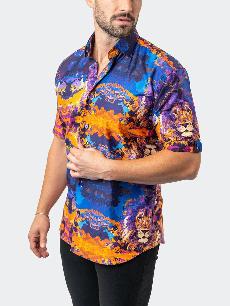 Bold Lion Print Short Sleeve Shirt - Multi