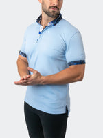 Dress Shirt Collar Polo with Cuffs - Blue