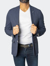 Unconstructed Stretch Pinstripes Blazer - Navy