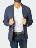 Unconstructed Stretch Pinstripes Blazer - Navy