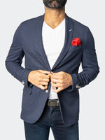 Unconstructed Stretch Pinstripes Blazer - Navy