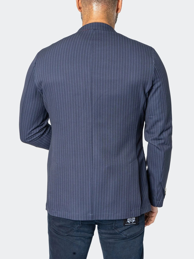 Unconstructed Stretch Pinstripes Blazer - Navy