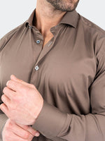 Soft Performance Stretch Long Sleeve Shirt -  Brown