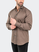 Soft Performance Stretch Long Sleeve Shirt -  Brown