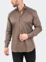Soft Performance Stretch Long Sleeve Shirt -  Brown