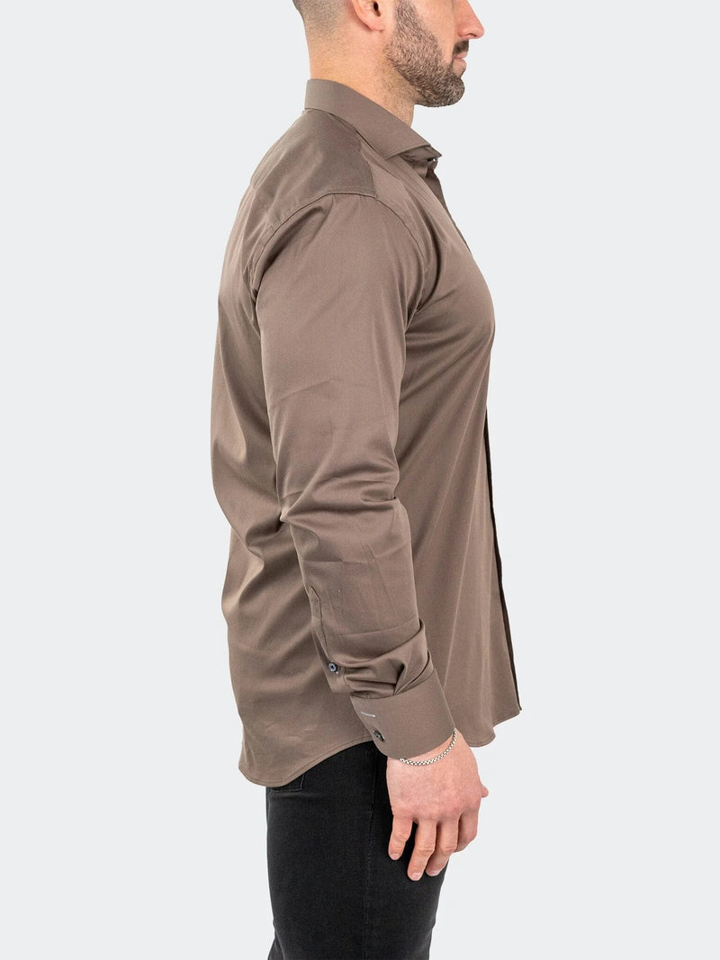 Soft Performance Stretch Long Sleeve Shirt -  Brown