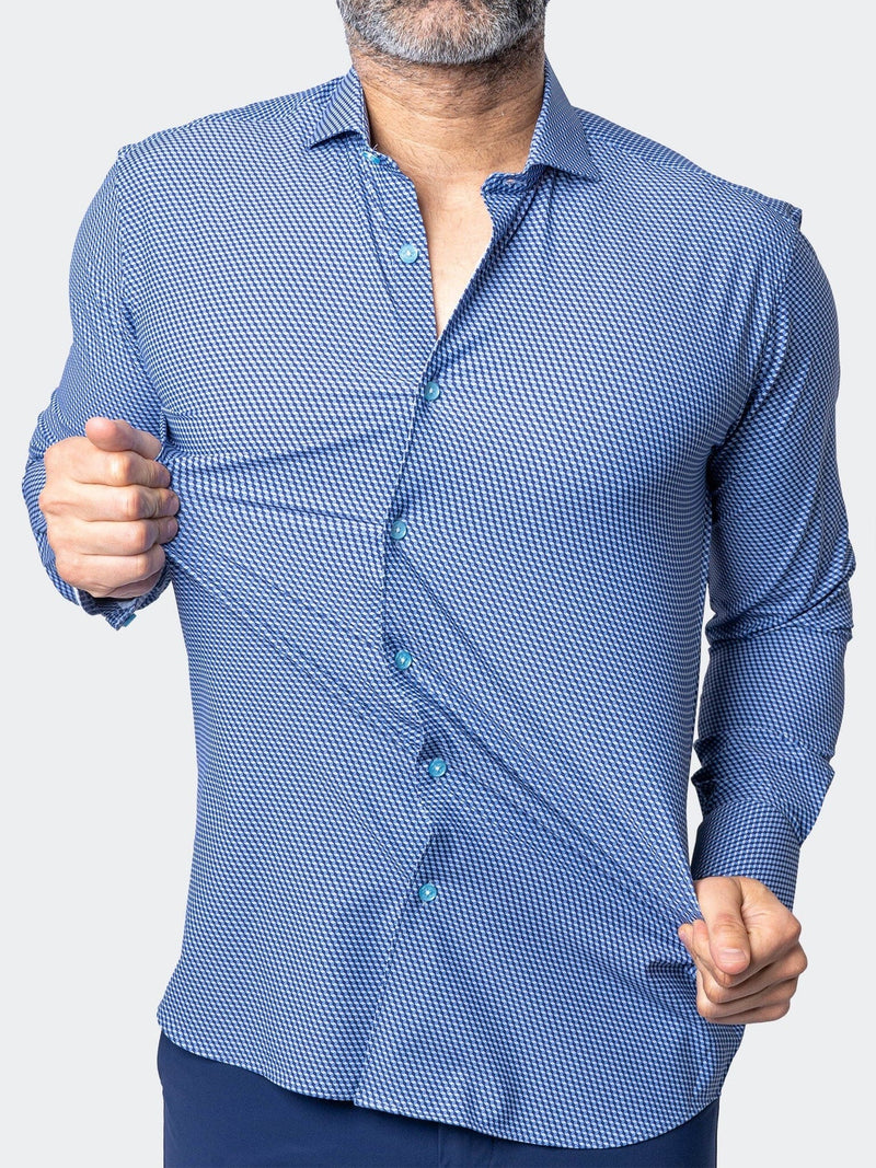 3D Cube Print Performance Long Sleeve Shirt - Blue