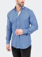 3D Cube Print Performance Long Sleeve Shirt - Blue