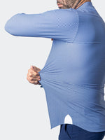 3D Cube Print Performance Long Sleeve Shirt - Blue