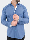 3D Cube Print Performance Long Sleeve Shirt - Blue