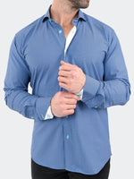 3D Cube Print Performance Long Sleeve Shirt - Blue