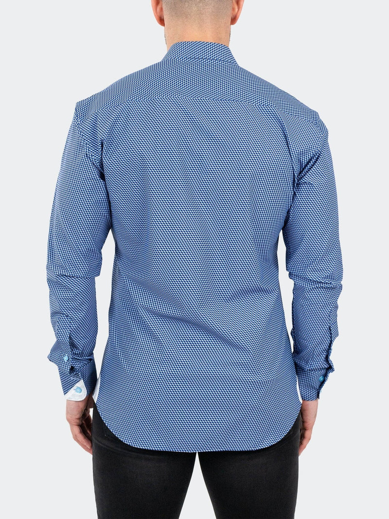 3D Cube Print Performance Long Sleeve Shirt - Blue