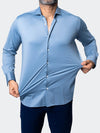 Micro Printed Performance Stretch Long Sleeve Shirt - Blue