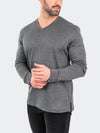 Printed V-Neck Knit Long Sleeve - Grey