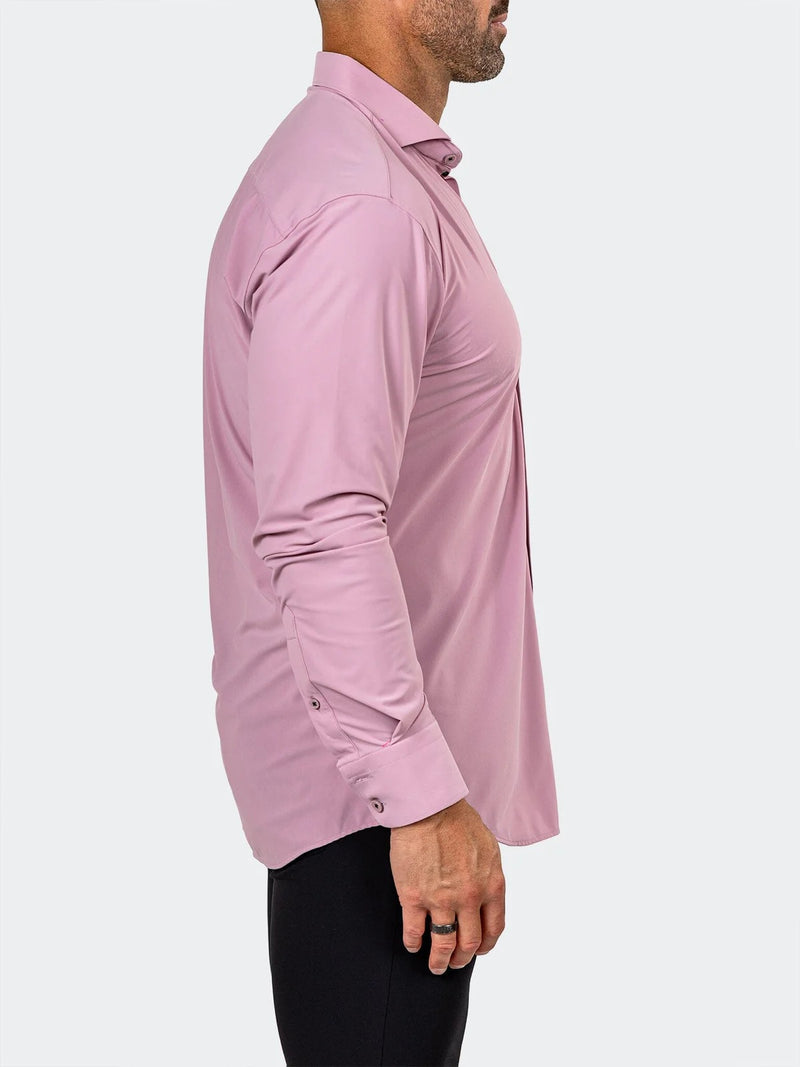 dusty pink dress shirt Performance 3D Floral Appliqué Chest pockets A-line Navy Blue Satin Color:Red Short