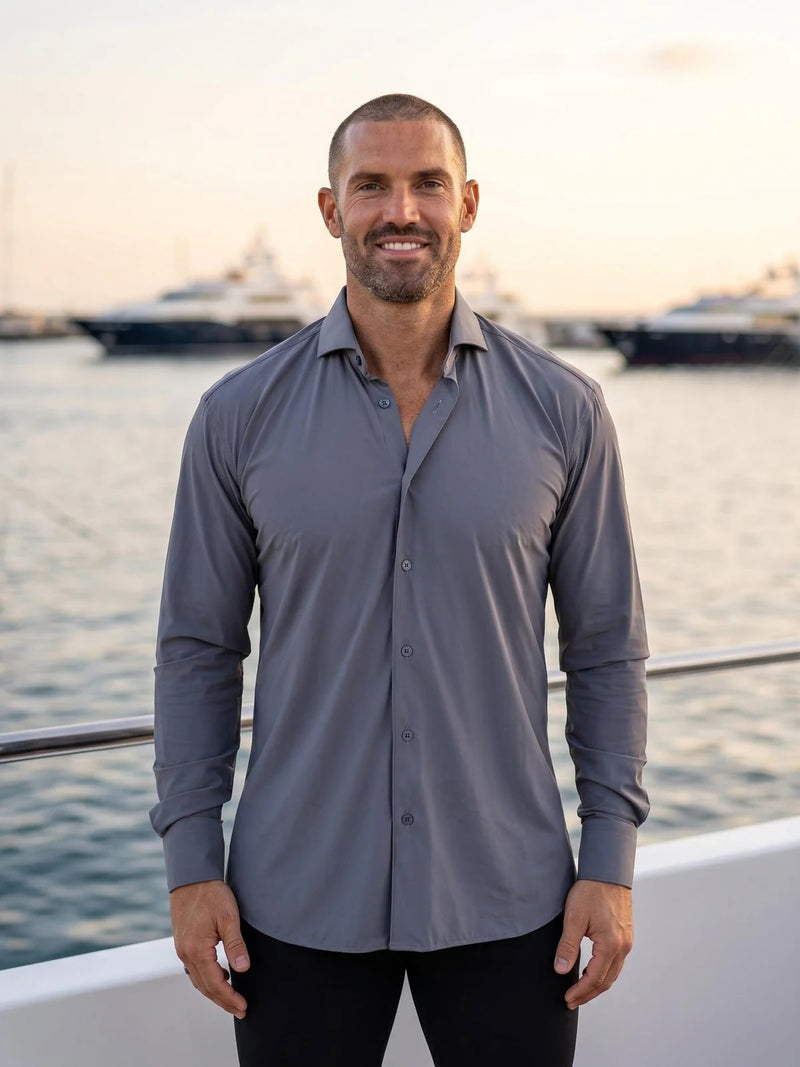 steel grey dress shirt Performance Mayfair shirt