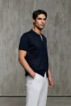 Button Down Knit Short Sleeve - Navy