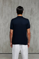 Button Down Knit Short Sleeve - Navy