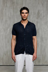 Button Down Knit Short Sleeve - Navy