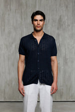 Button Down Knit Short Sleeve - Navy