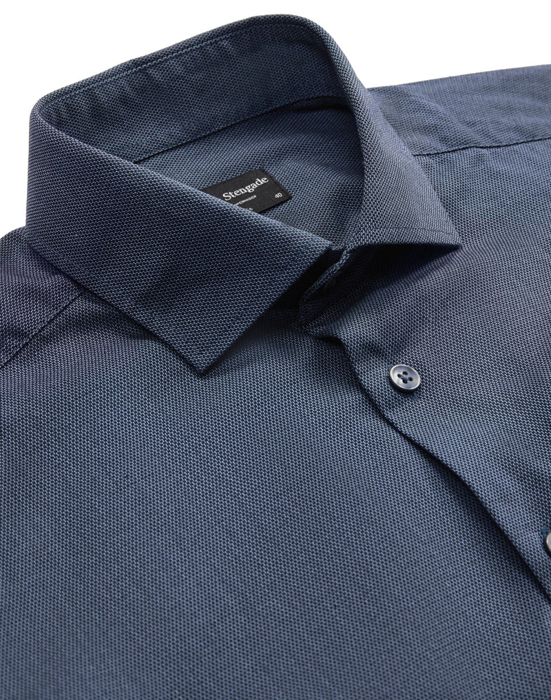 Modern Fit | Textured Long Sleeve Shirt - Dark Blue