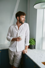 Modern Fit | Linen Long Sleeve Shirt - White