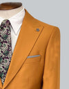 Contrast Suit with Peak Lapel - Tan/Grey