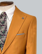 Contrast Suit with Peak Lapel - Tan/Grey