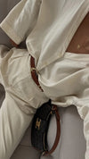Lizard Textured Leather Belt - Cognac