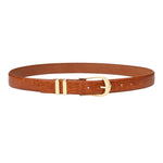 Lizard Textured Leather Belt - Cognac