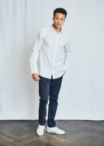 Slim Fit | Solid Textured Long Sleeve Shirt - White