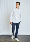 Slim Fit | Solid Textured Long Sleeve Shirt - White