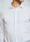 Slim Fit | Solid Textured Long Sleeve Shirt - White
