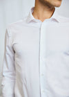 Slim Fit | Solid Textured Long Sleeve Shirt - White