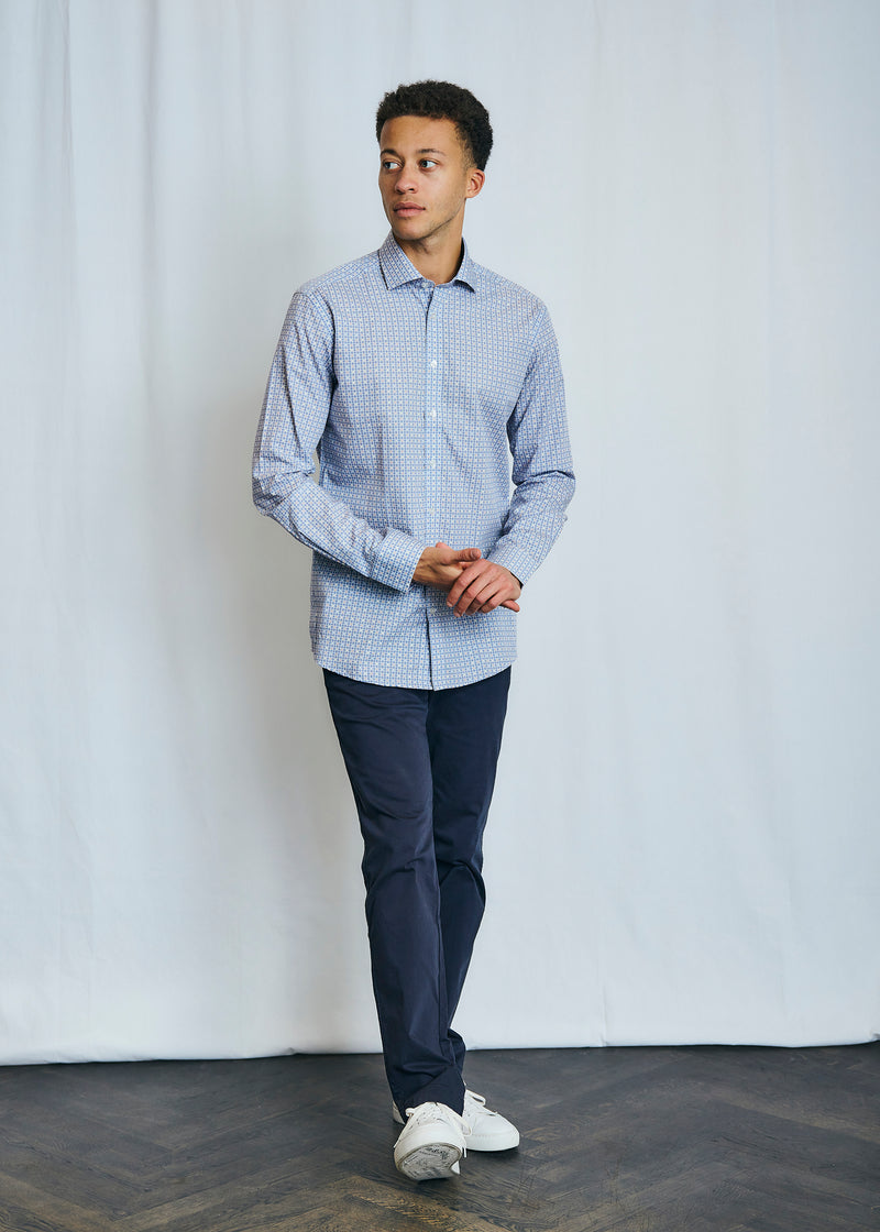Modern Fit | Multi Dot Print Long Sleeve Shirt - Blue