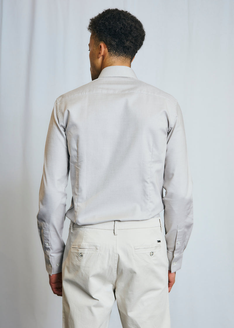 Slim Fit | Micro Check Long Sleeve Shirt - Sand