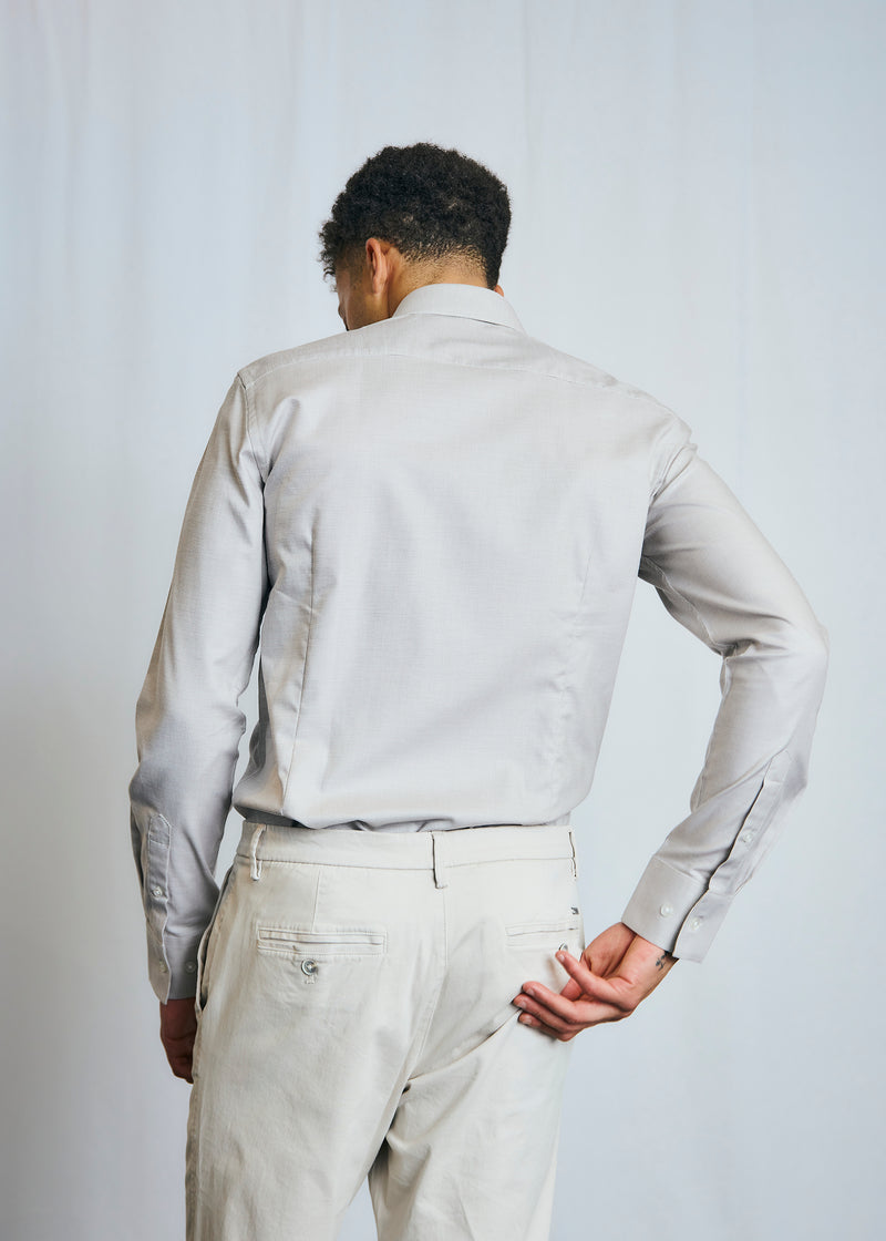 Slim Fit | Micro Check Long Sleeve Shirt - Sand