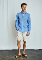 Modern Fit | Cotton Linen Shirt - Blue
