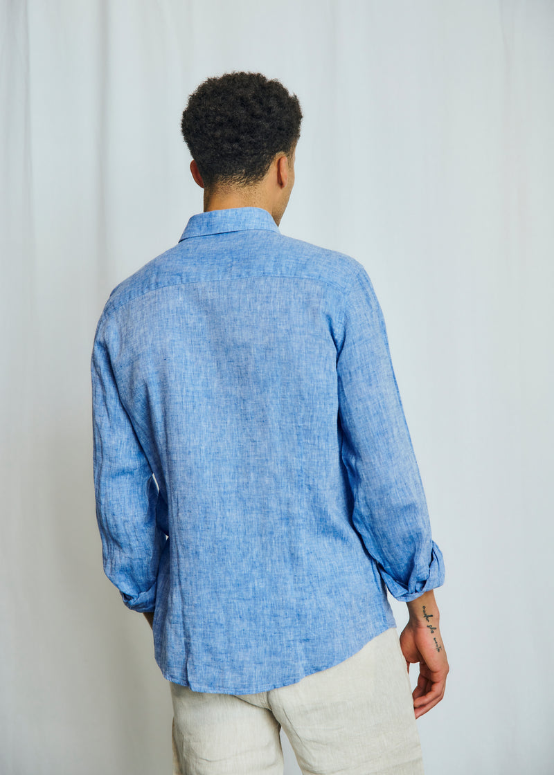 Modern Fit | Cotton Linen Shirt - Blue