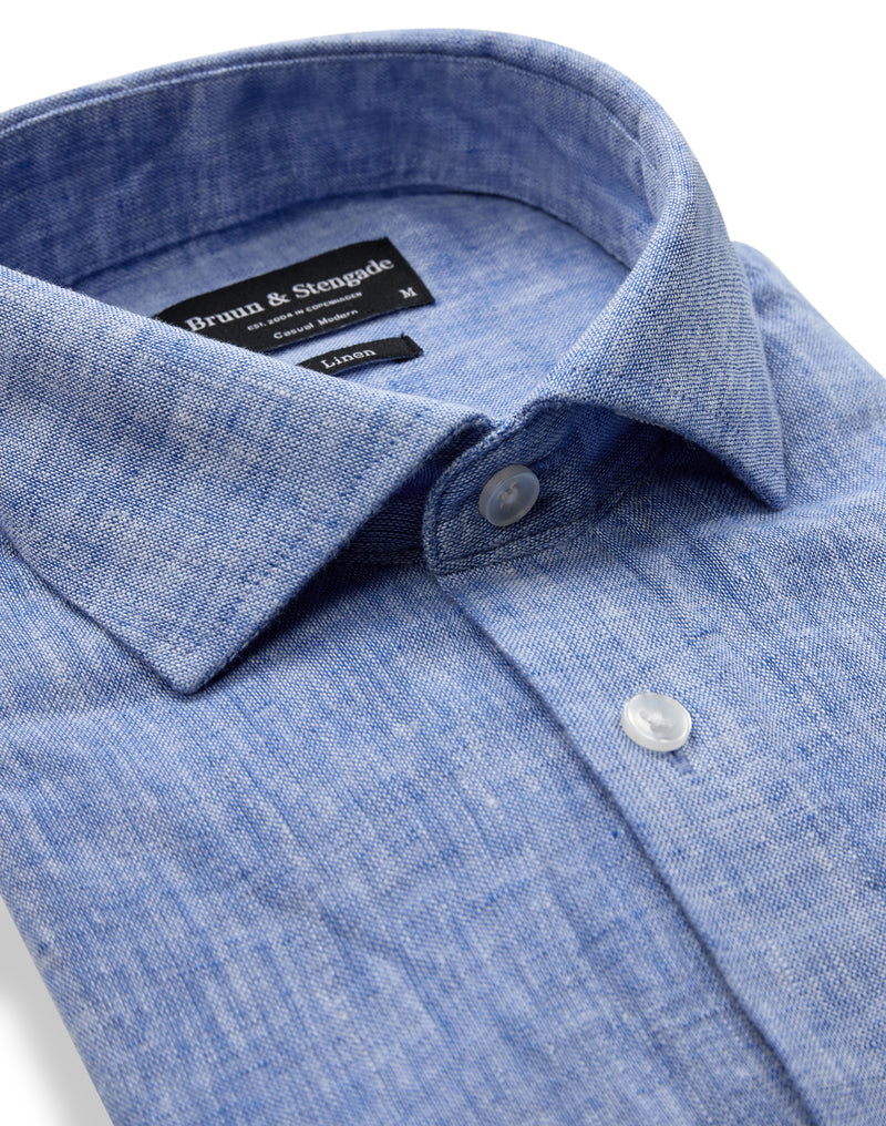 Modern Fit | Cotton Linen Shirt - Blue