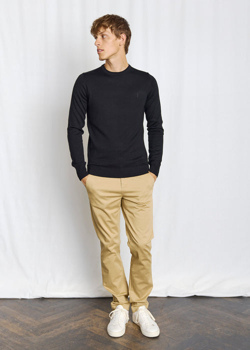 Extrafine Merino Wool Crewneck Sweater - Black