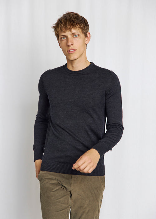 Extrafine Merino Wool Crewneck Sweater - Charcoal