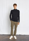 Extrafine Merino Wool Mock Neck Sweater -Black