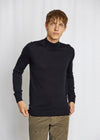 Extrafine Merino Wool Mock Neck Sweater -Black