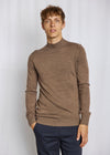 Extrafine Merino Wool Mock Neck Sweater -Brown